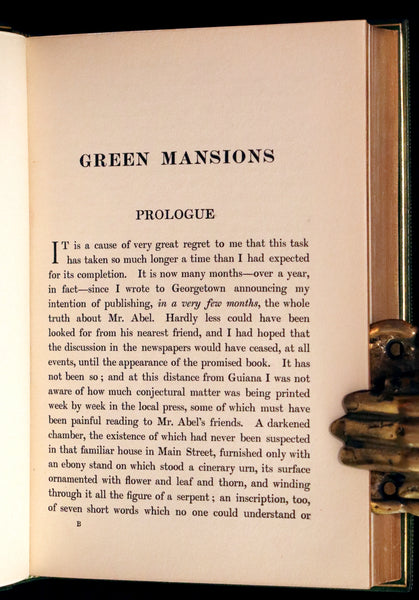 1904 Fine 1stED bound by Bayntun-Riviere - Green Mansions by W.H. Hudson. An early environmental novel.