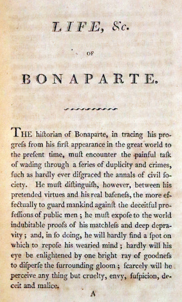 1805 Scarce Book ~ The Life and Character of Bonaparte from his Birth to the 15th of August 1804 by W. Burdon.