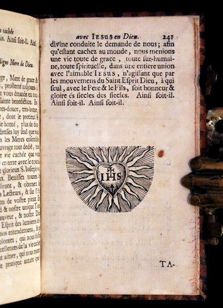 1698 Scarce French Christology Book - The Hidden Life with Jesus in God by Henri-Marie Boudon.