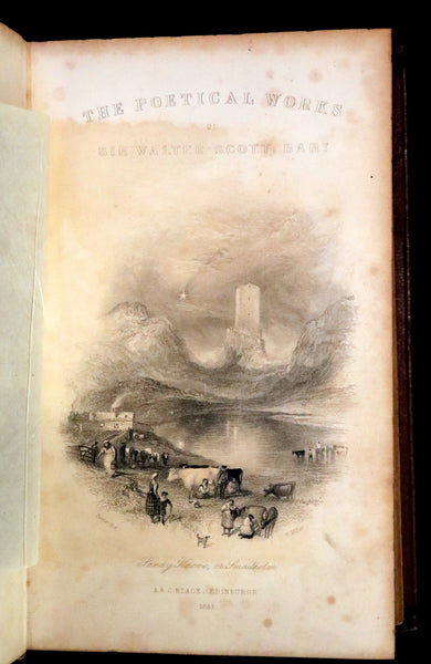 1853 Rare Book ~ Lady of the Lake and Poetical Works by Sir Walter Scott, Illustrated by Birket Foster and John Gilbert.