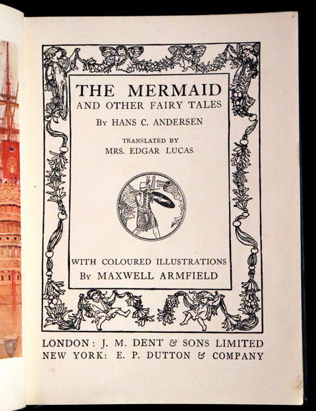 1915 Rare Book - The Mermaid And Other Fairy Tales by Andersen, Illustrated by Maxwell Armfield.