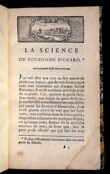 1778 Scarce French Book - Benjamin Franklin The Way to Wealth, La Science Du Bonhomme Richard + Constitution of Pennsylvania.