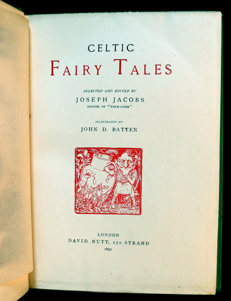 1892 Rare First Edition - CELTIC FAIRY TALES by Joseph Jacobs Illustrated by John D. Batten.