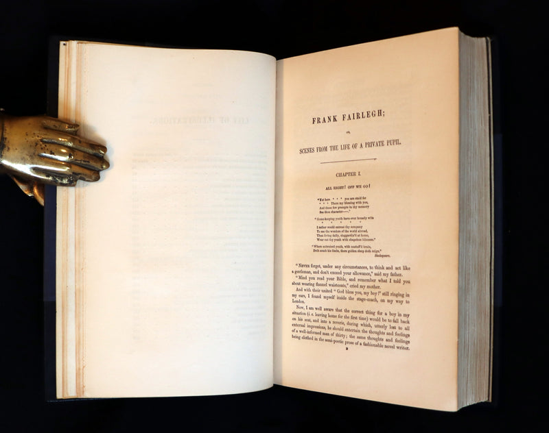 1850 First Edition Bound by Sangorski - FRANK FAIRLEGH Illustrated by Cruikshank.