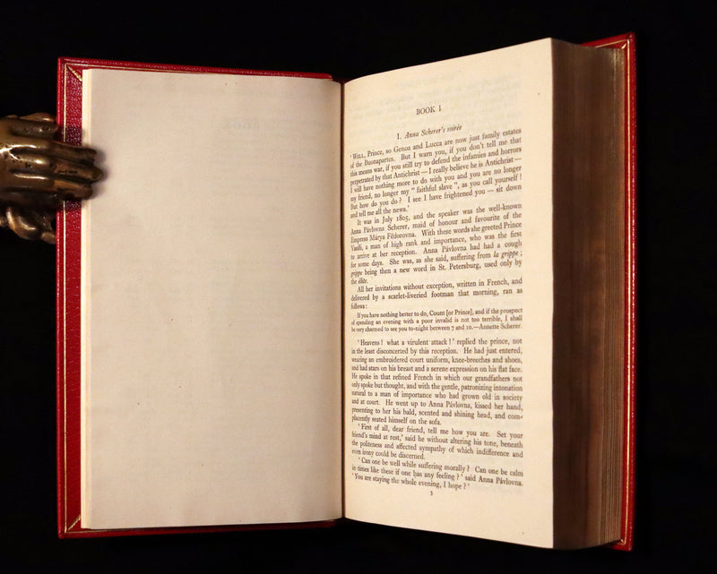 1943 Rare book in Fine Bayntun Riviere Binding - WAR AND PEACE by Count Leo Tolstoy.