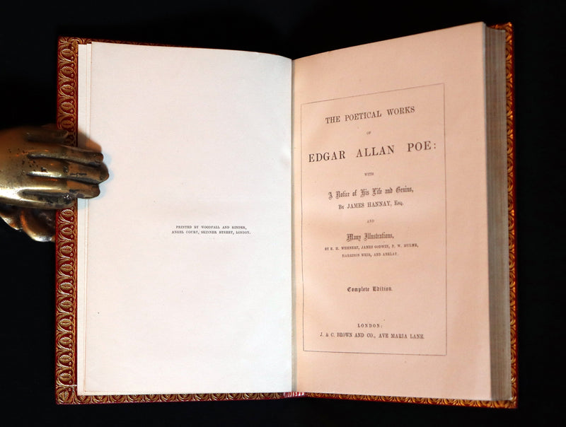 1852 Fine Bayntun Binding - The Poetical Works of EDGAR ALLAN POE. Illustrated.
