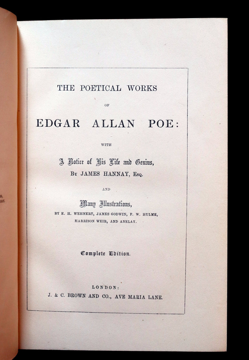 1852 Fine Bayntun Binding - The Poetical Works of EDGAR ALLAN POE. Illustrated.