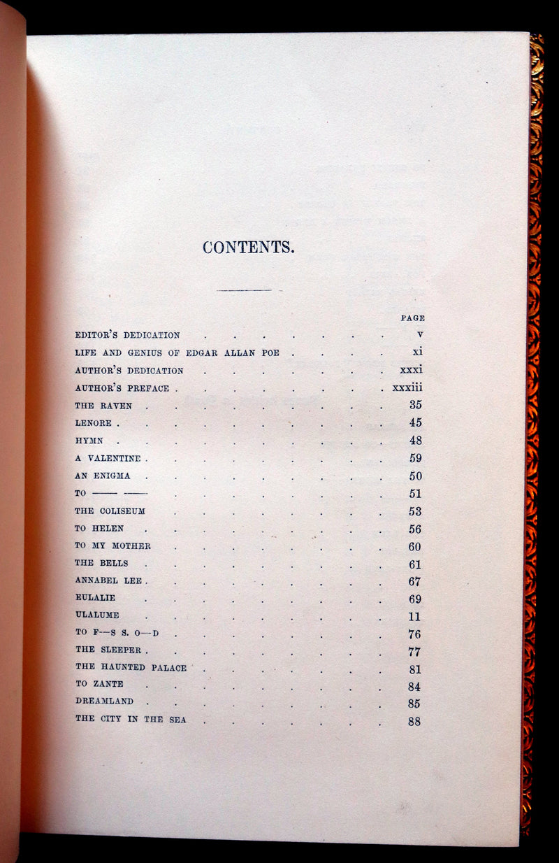 1852 Fine Bayntun Binding - The Poetical Works of EDGAR ALLAN POE. Illustrated.