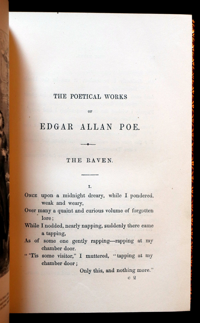 1852 Fine Bayntun Binding - The Poetical Works of EDGAR ALLAN POE. Illustrated.