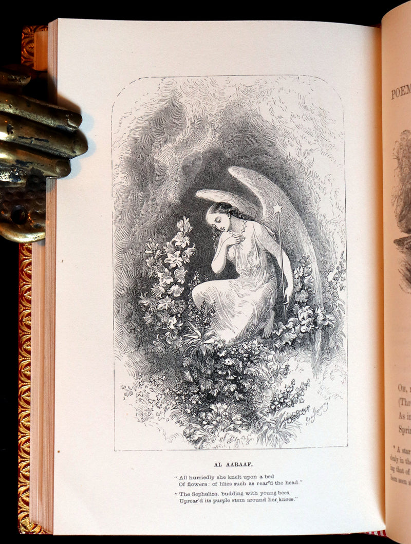 1852 Fine Bayntun Binding - The Poetical Works of EDGAR ALLAN POE. Illustrated.
