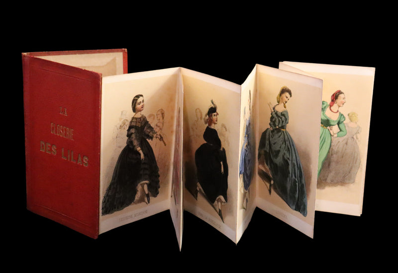 1860 Scarce Leporello Book ~ Famous Dancers of La Closerie des Lilas in Chromolithographs.