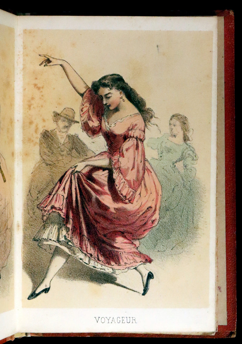 1860 Scarce Leporello Book ~ Famous Dancers of La Closerie des Lilas in Chromolithographs.