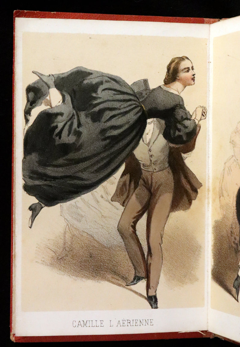 1860 Scarce Leporello Book ~ Famous Dancers of La Closerie des Lilas in Chromolithographs.