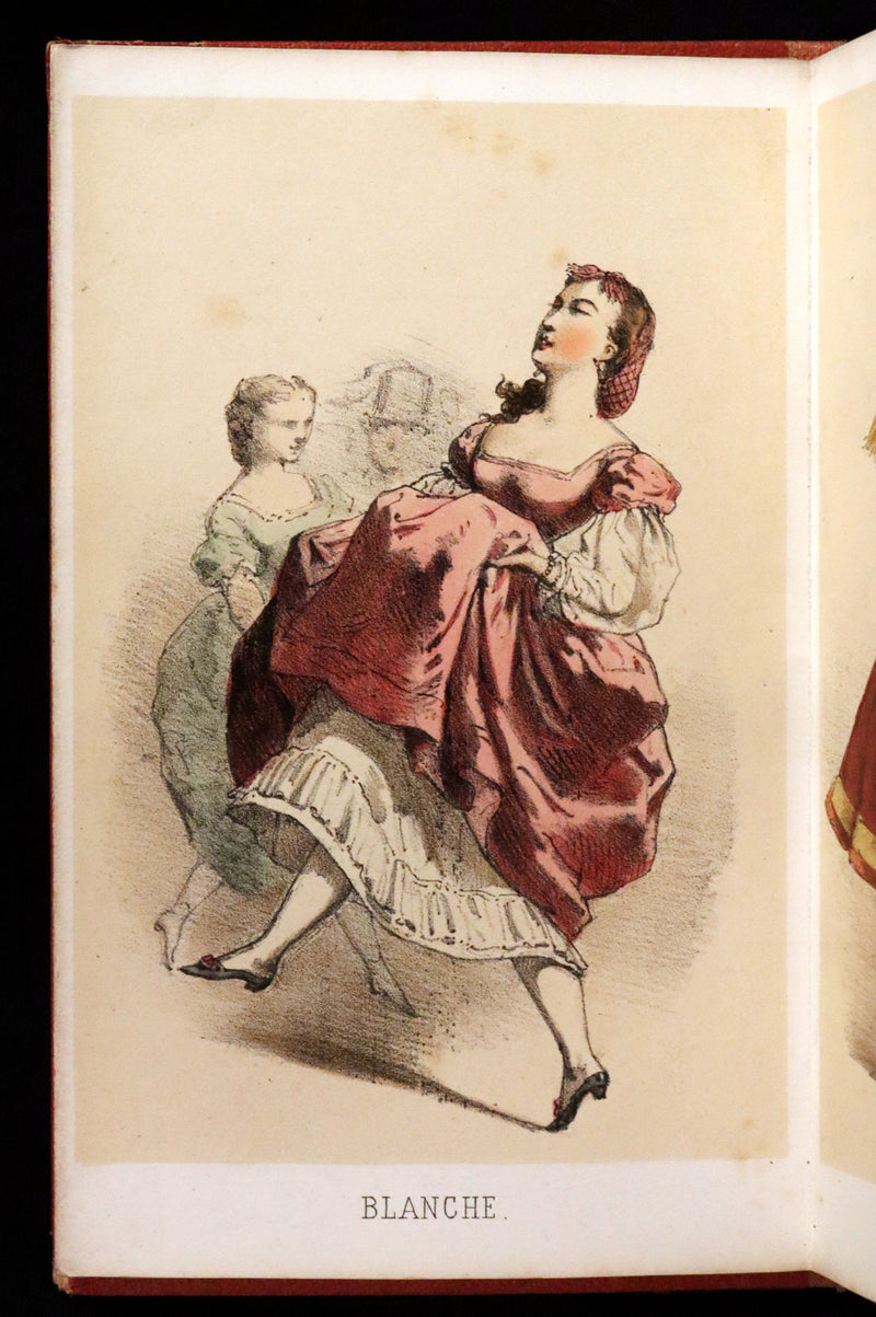 1860 Scarce Leporello Book ~ Famous Dancers of La Closerie des Lilas in Chromolithographs.