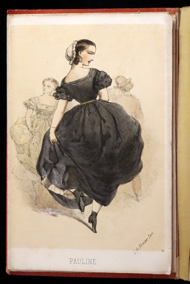 1860 Scarce Leporello Book ~ Famous Dancers of La Closerie des Lilas in Chromolithographs.