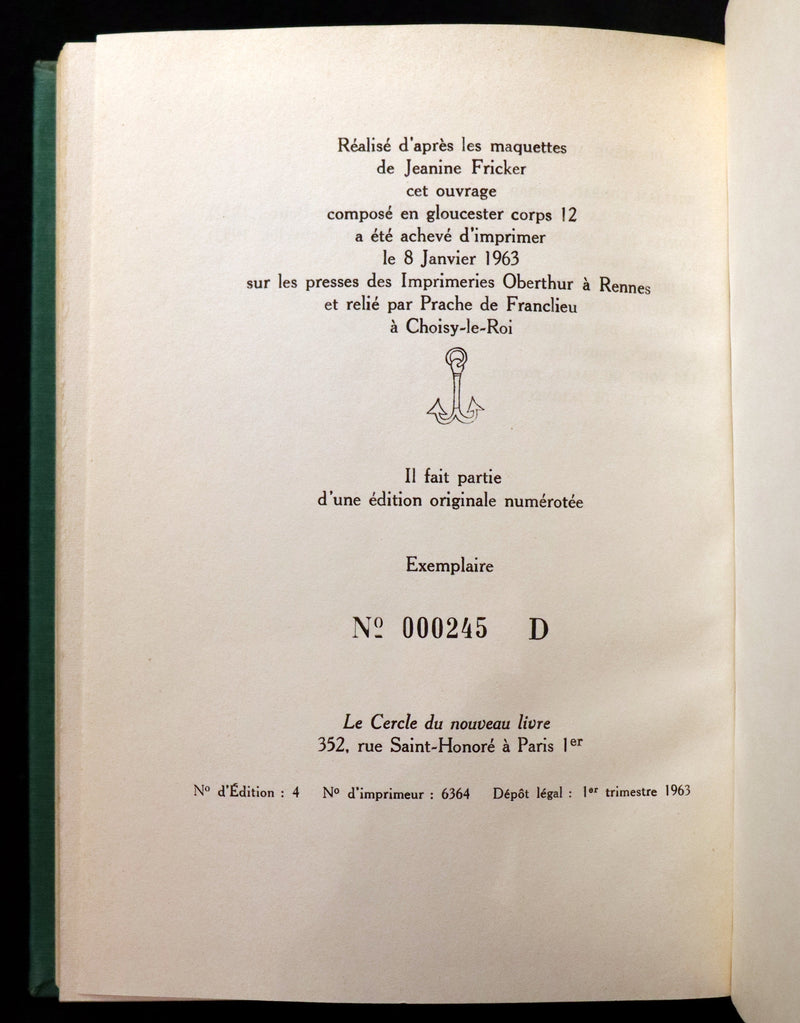 1963 Rare First Limited Edition #245 - La Planete des Singes (The Planet of the Apes) by Pierre Boulle.