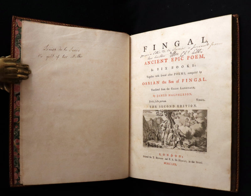 1762 Rare Book - FINGAL with Poems by Ossian, Son of Fingal. Translated from Galic by James MacPherson.
