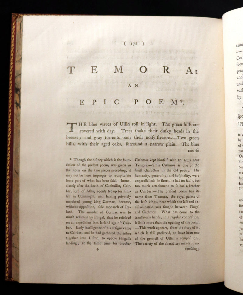 1762 Rare Book - FINGAL with Poems by Ossian, Son of Fingal. Translated from Galic by James MacPherson.