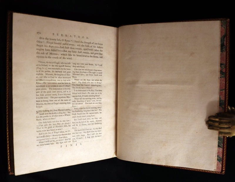1762 Rare Book - FINGAL with Poems by Ossian, Son of Fingal. Translated from Galic by James MacPherson.
