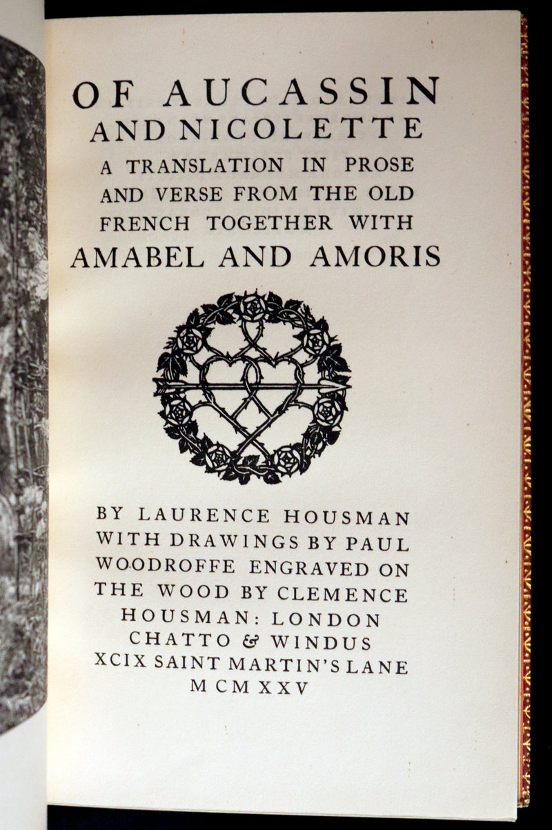 1925 Rare Book in a beautiful Riviere binding - MEDIEVAL HISTORY of Aucassin & Nicolette. Knighthood and Chivalry.