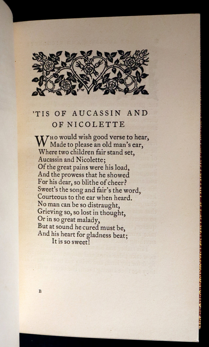 1925 Rare Book in a beautiful Riviere binding - MEDIEVAL HISTORY of Aucassin & Nicolette. Knighthood and Chivalry.
