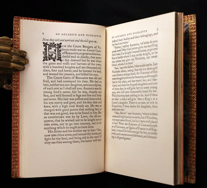 1925 Rare Book in a beautiful Riviere binding - MEDIEVAL HISTORY of Aucassin & Nicolette. Knighthood and Chivalry.