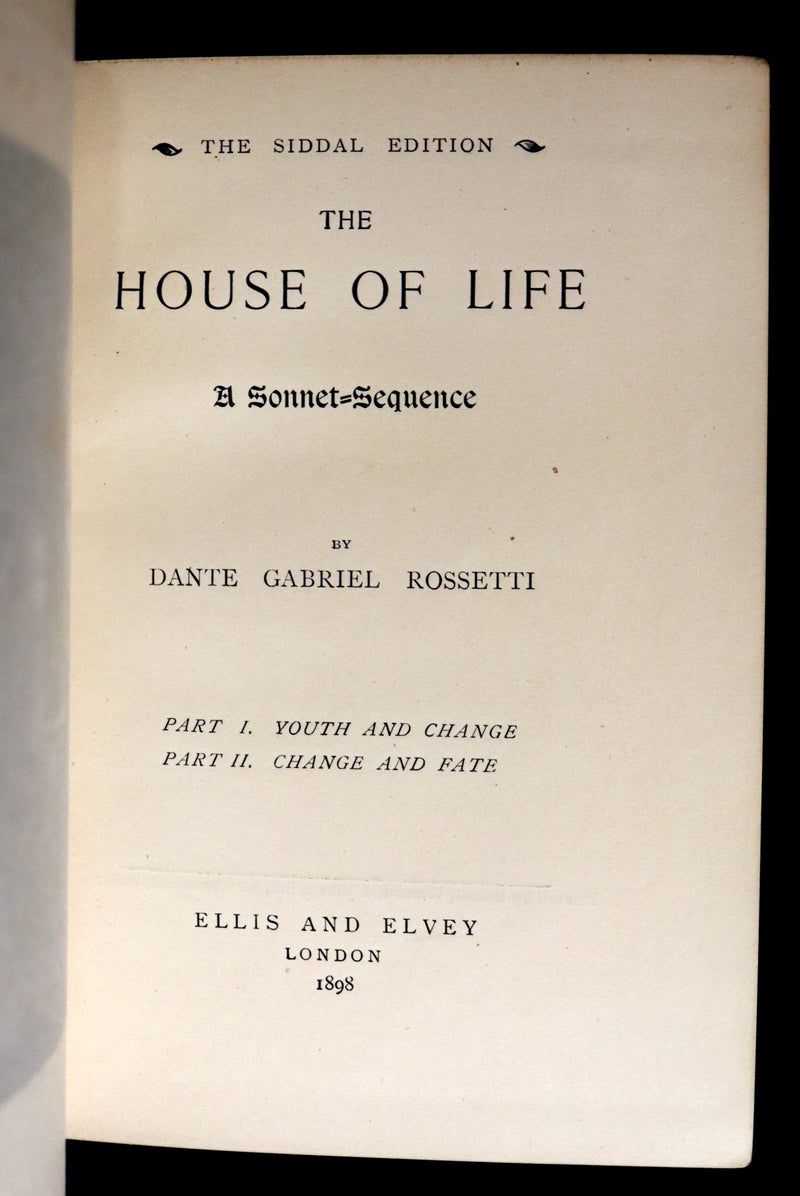1898 Scarce Pre-Raphaelite Book set - Works of Dante Gabriel Rossetti - Siddal Edition with Bookcase.
