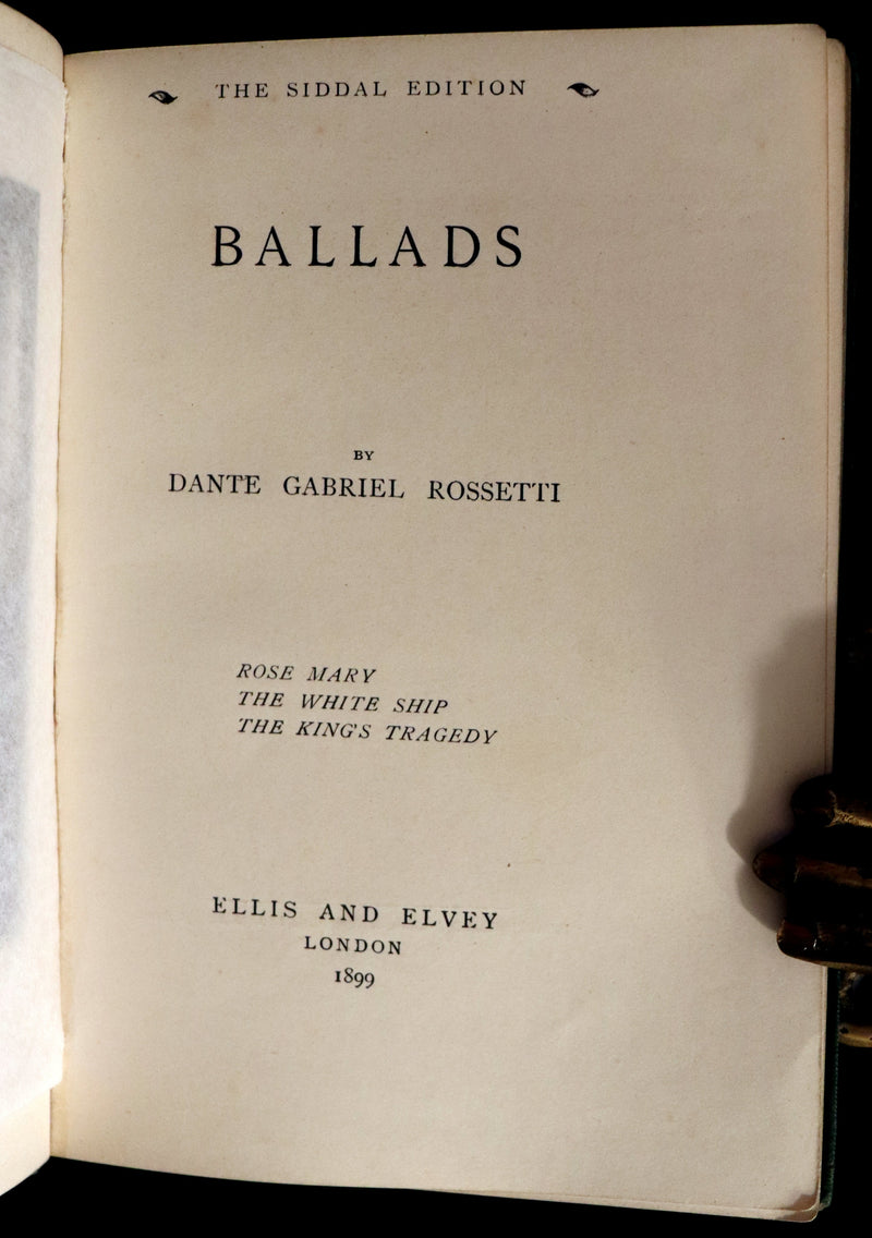 1898 Scarce Pre-Raphaelite Book set - Works of Dante Gabriel Rossetti - Siddal Edition with Bookcase.