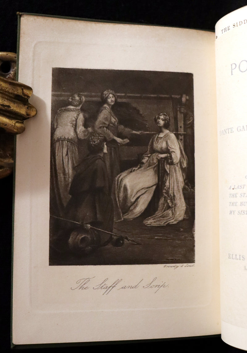 1898 Scarce Pre-Raphaelite Book set - Works of Dante Gabriel Rossetti - Siddal Edition with Bookcase.