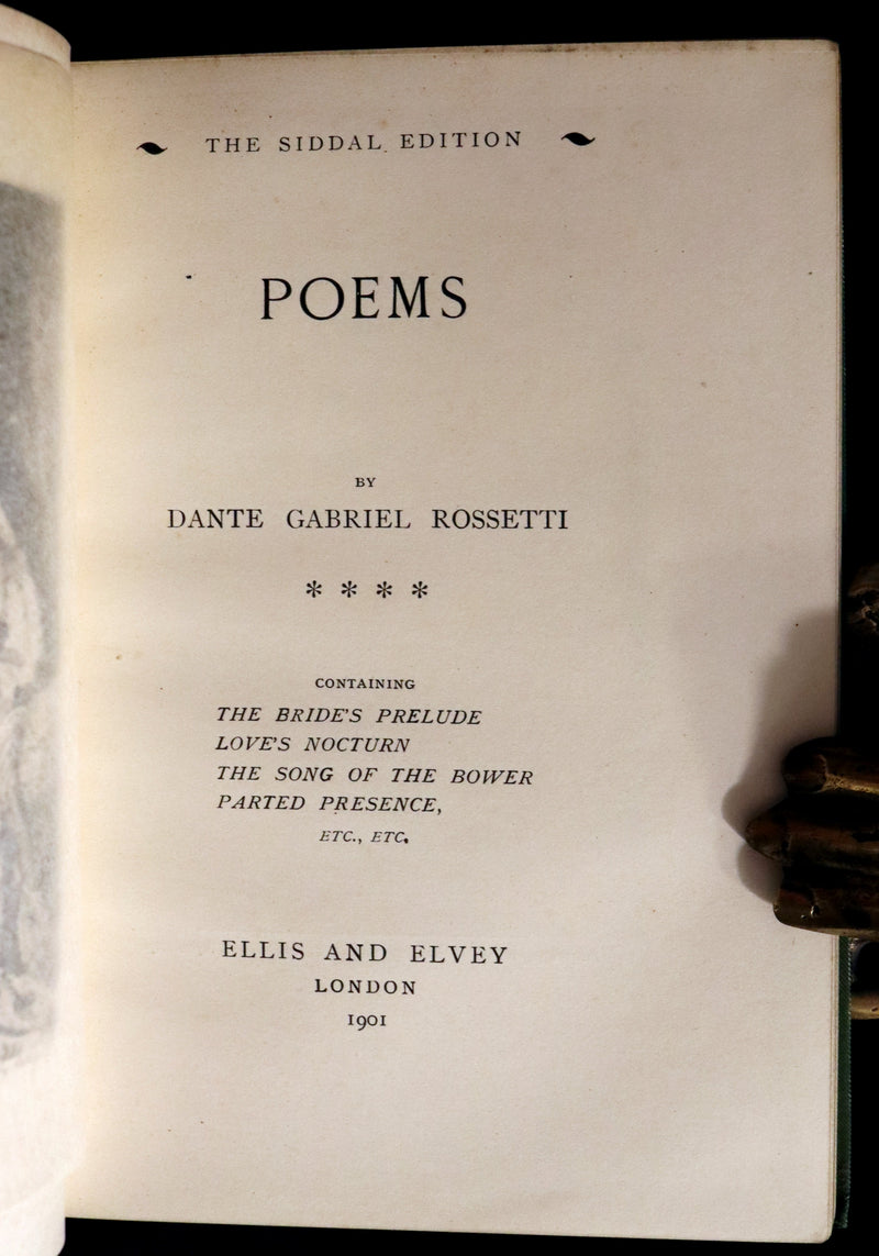 1898 Scarce Pre-Raphaelite Book set - Works of Dante Gabriel Rossetti - Siddal Edition with Bookcase.
