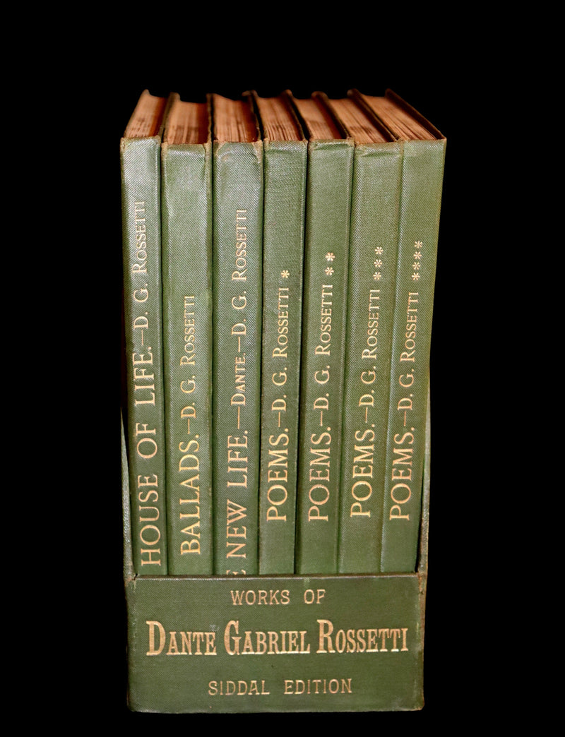 1898 Scarce Pre-Raphaelite Book set - Works of Dante Gabriel Rossetti - Siddal Edition with Bookcase.