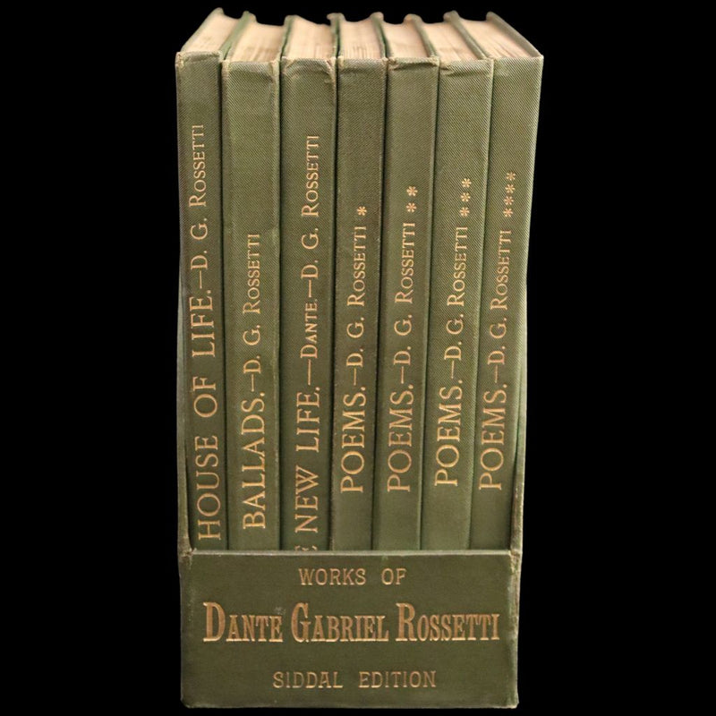 1898 Scarce Pre-Raphaelite Book set - Works of Dante Gabriel Rossetti - Siddal Edition with Bookcase.