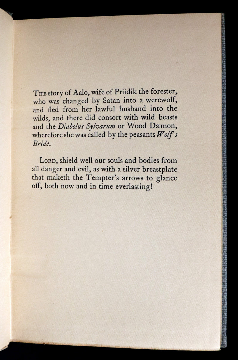 1930 Scarce First Edition on Werewolves - The Wolf's Bride: A Tale From Estonia by Aino Kallas.