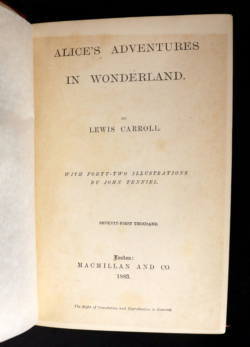 1883 Rare with John Tenniel Signature - Alice's Adventures in Wonderland by Lewis Carroll.