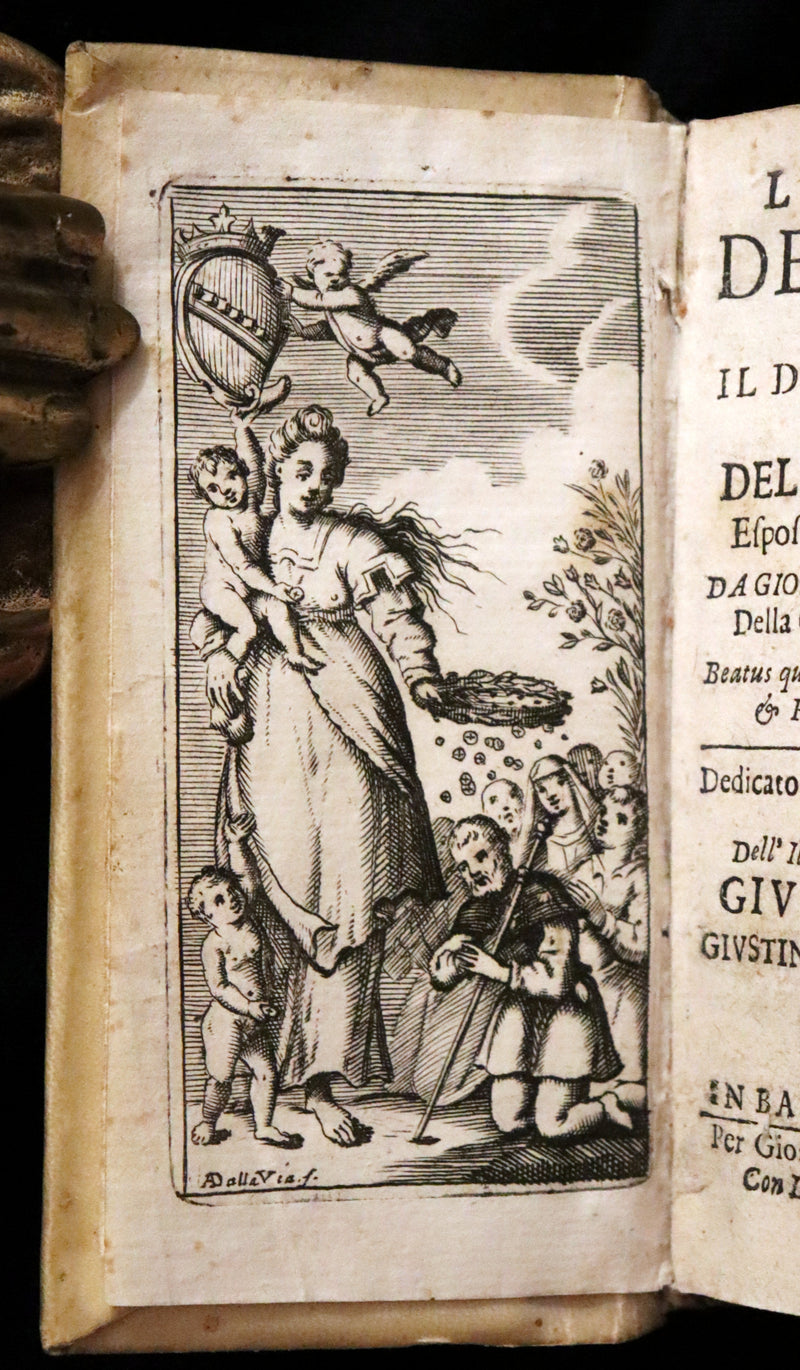 1700 Scarce Italian Vellum Book - La Causa De Ricchi Overo Il Debito by Giovanni Pietro Pinamonti. First Edition.