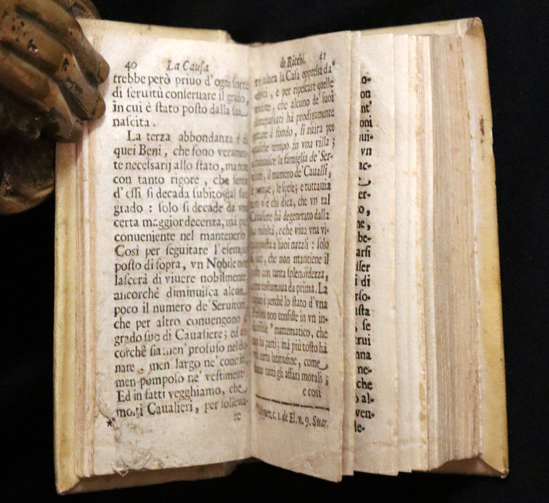 1700 Scarce Italian Vellum Book - La Causa De Ricchi Overo Il Debito by Giovanni Pietro Pinamonti. First Edition.