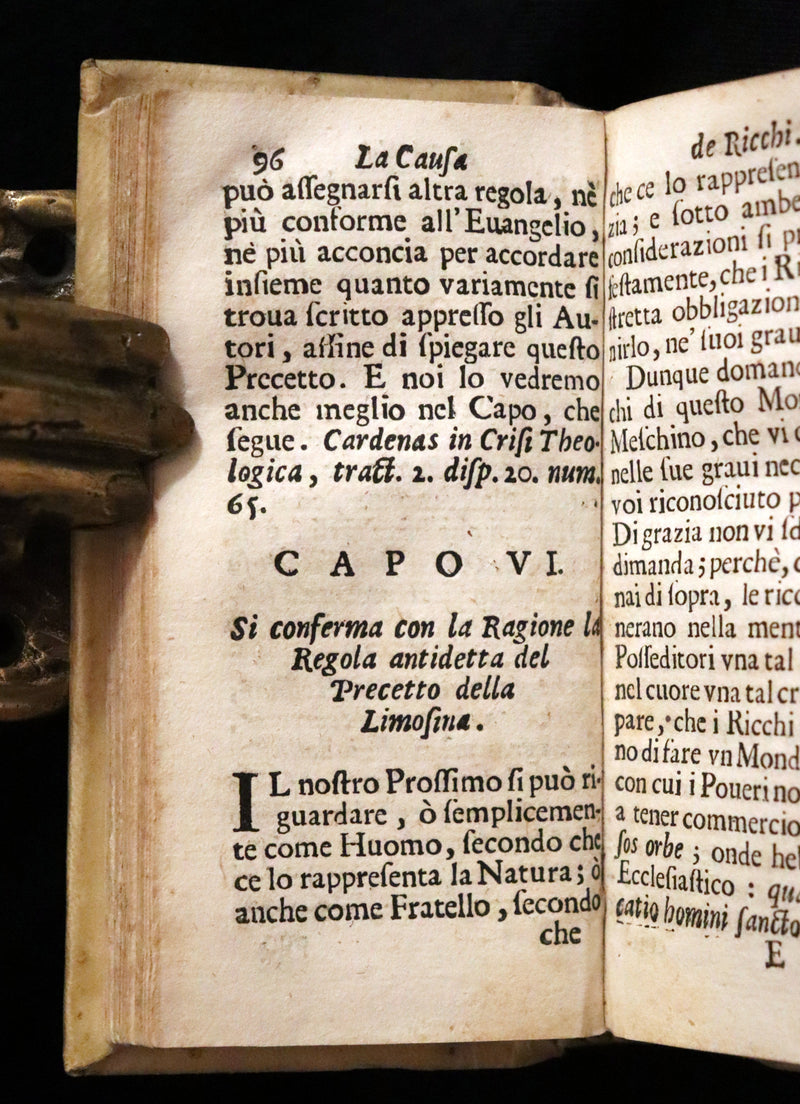 1700 Scarce Italian Vellum Book - La Causa De Ricchi Overo Il Debito by Giovanni Pietro Pinamonti. First Edition.