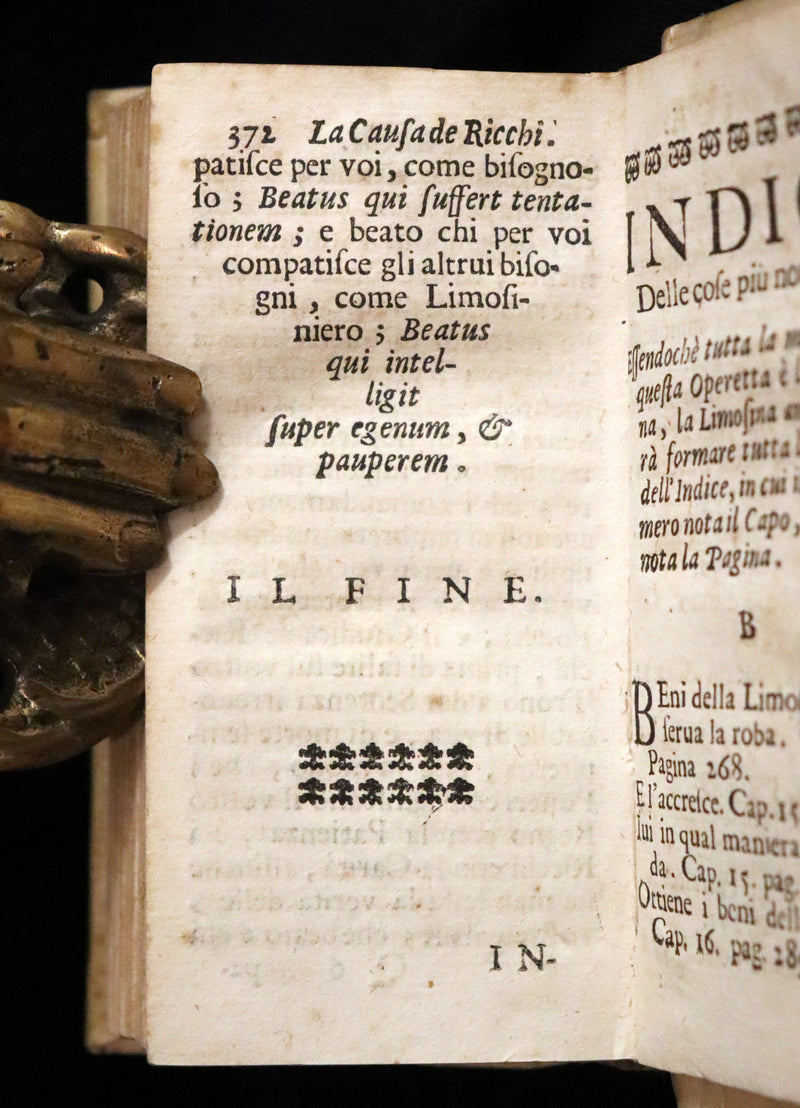 1700 Scarce Italian Vellum Book - La Causa De Ricchi Overo Il Debito by Giovanni Pietro Pinamonti. First Edition.