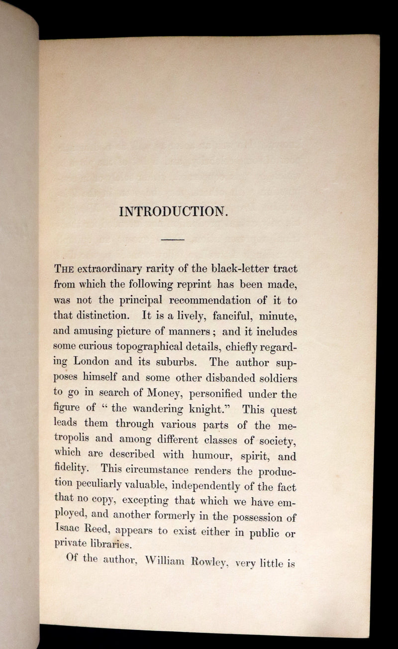1840 Scarce 1609 Pamphlet - A Search for Money, or The Lamentable Complaint for the Loss of the Wandering Knight by William Rowley.