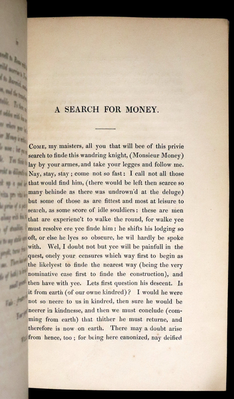 1840 Scarce 1609 Pamphlet - A Search for Money, or The Lamentable Complaint for the Loss of the Wandering Knight by William Rowley.