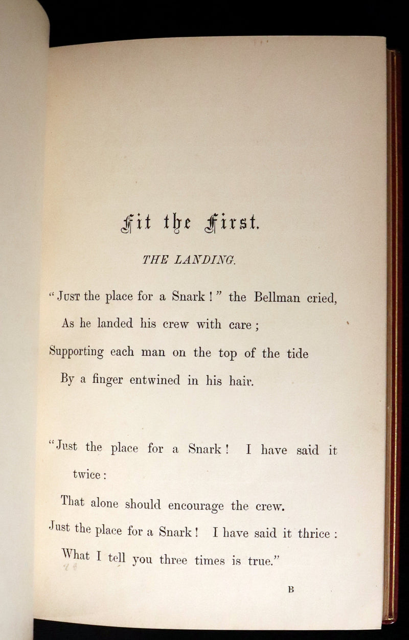 1876 Rare First Edition - The Hunting of the SNARK by Lewis Carroll bound by Sangorski & Sutcliffe.