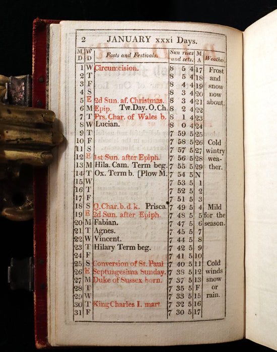 1812 Scarce First Edition with Claps -  Almanack Rider's British Merlin, For the Year 1812.