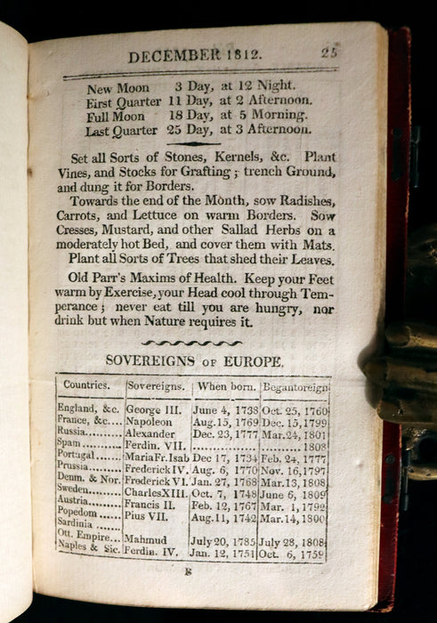 1812 Scarce First Edition with Claps -  Almanack Rider's British Merlin, For the Year 1812.