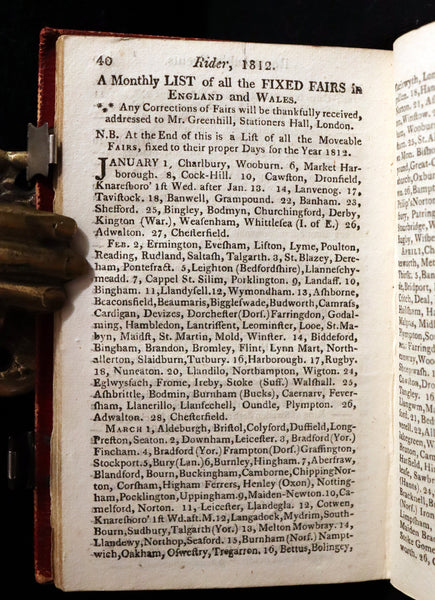 1812 Scarce First Edition - Rider'S British Merlin, For the Year of Our Lord 1812 Leap Year. Almanack.