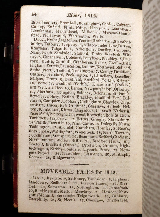 1812 Scarce First Edition with Claps -  Almanack Rider's British Merlin, For the Year 1812.