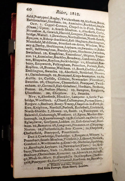 1812 Scarce First Edition with Claps -  Almanack Rider's British Merlin, For the Year 1812.