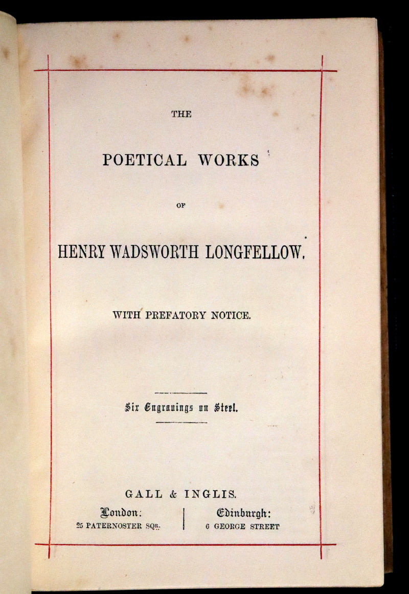 1875 Nice Victorian Binding - The Poetical Works of Henry Wadsworth Longfellow. Illustrated.