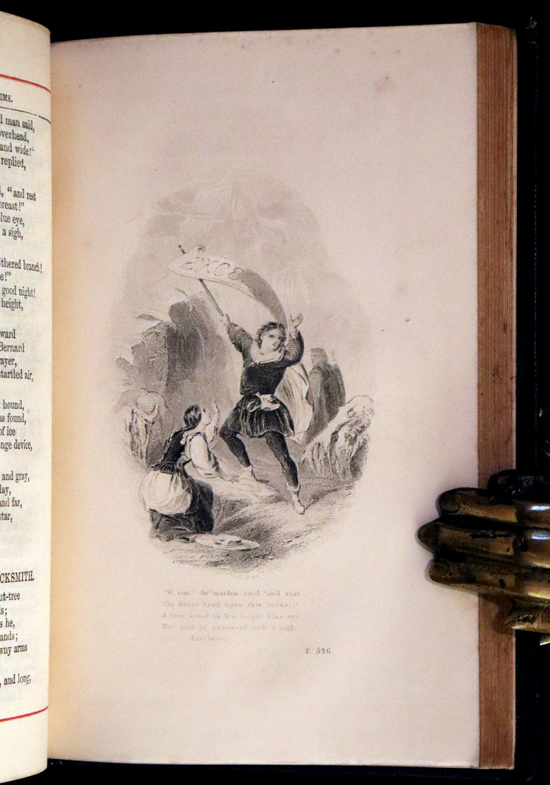 1875 Nice Victorian Binding - The Poetical Works of Henry Wadsworth Longfellow. Illustrated.