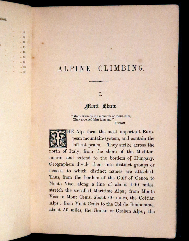 1882 Rare Victorian Book - Alpine Climbing: Narratives of Recent Ascents of Mont Blanc and Other Summits of the Alps.