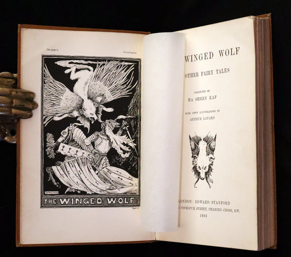 1893 Scarce First Edition - THE WINGED WOLF & Other Fairy Tales by Ha Sheen Kaf Illustrated by Arthur Layard.